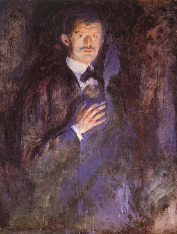 Edvard Munch Holding a cigarette of Self-Portrait china oil painting image